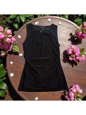 WHITE HOUSE BLACK MARKET WHBM Black Ruched Dress Tank Top Size XS